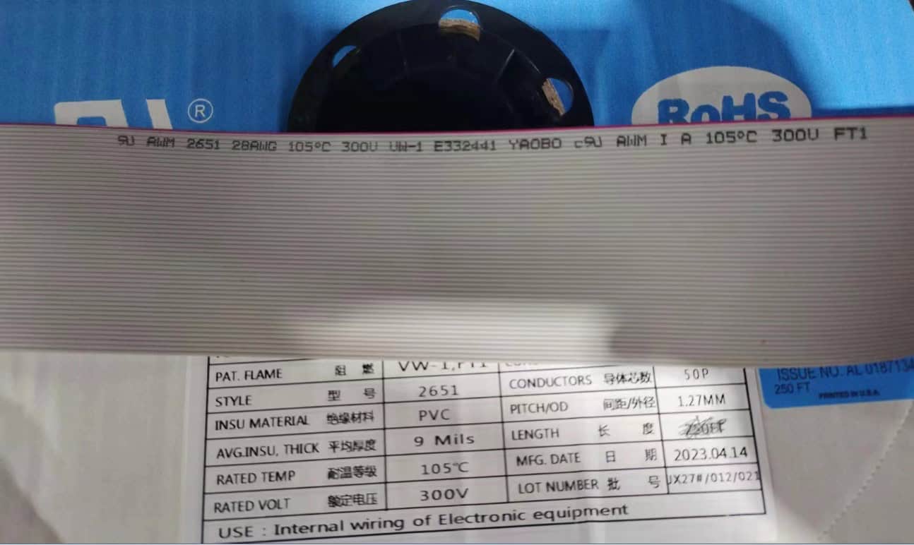 Telephone Flat Cable 6-core, 100 M Reel, AWG 30, CU (copper