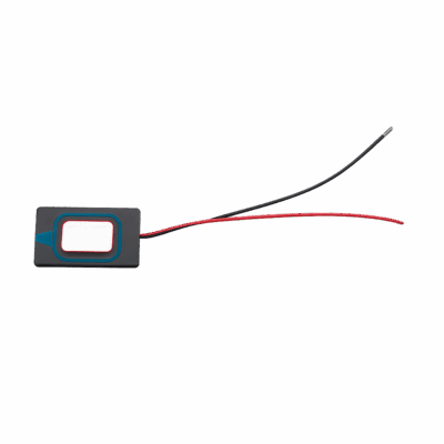 Rectangular dynamic speaker with red and black UL3302 AWG30 wires, model LS-1712-3.7-W100-2