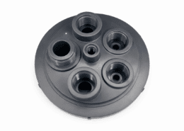 ABS multi-port plastic cover with threaded openings – injection molded component