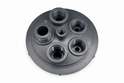 ABS multi-port plastic cover with threaded openings – injection molded component