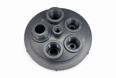ABS multi-port plastic cover with threaded openings – injection molded component