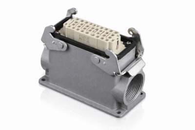 Heavy duty power connector with metal housing and multi-pin insert