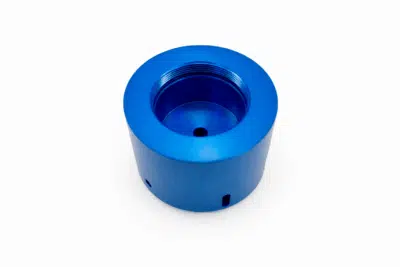 blue anodized aluminum membrane base CNC machined housing component