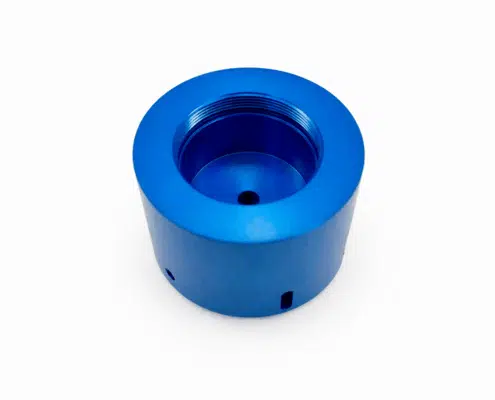 blue anodized aluminum membrane base CNC machined housing component