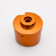 Yellow anodized aluminum CNC machined housing with threaded interfaces