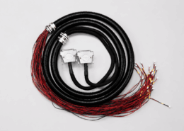 Custom industrial cable harness assembly with D-sub and JST connectors