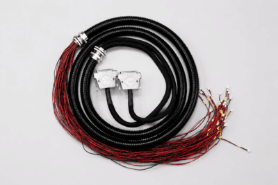 Custom industrial cable harness assembly with D-sub and JST connectors